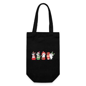cat in christmas - Gift Bag for Bottles - black - Front