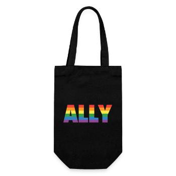 ALLY – Rainbow Design for LGBTQ+ Supporters - Gift Bag for Bottles - black - Front