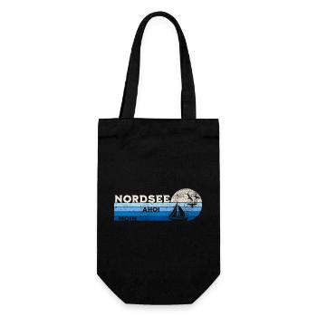 Nordsee Segelboot und Möwen - Geschenkbeutel für Flaschen - Schwarz - Vorne