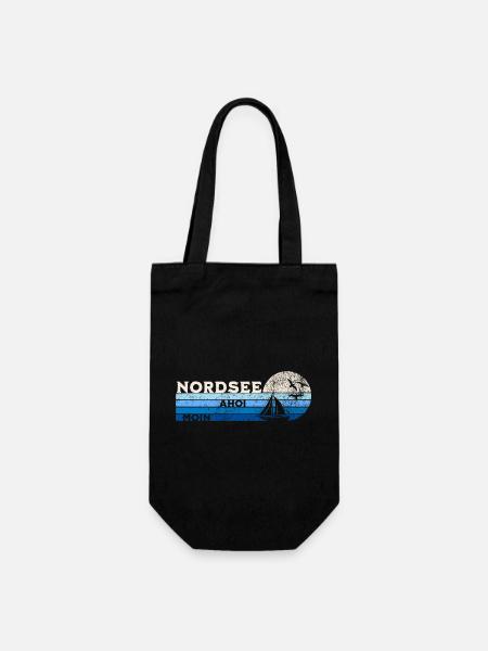 Nordsee Segelboot und Möwen - Geschenkbeutel für Flaschen - Schwarz