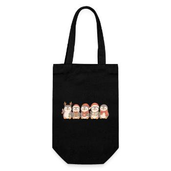 Pinguine für Kinder, Jungen und Mädchen, Weihnacht - Geschenkbeutel für Flaschen - Schwarz - Vorne