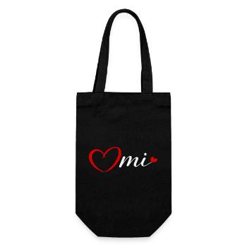 Herzschrift Omi . Oma - Geschenkbeutel für Flaschen - Schwarz - Vorne