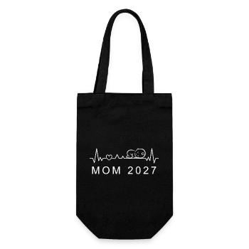Mutter 2027 Baby Heartbeat Schwangerschaftsankündigung - Geschenkbeutel für Flaschen - Schwarz - Vorne