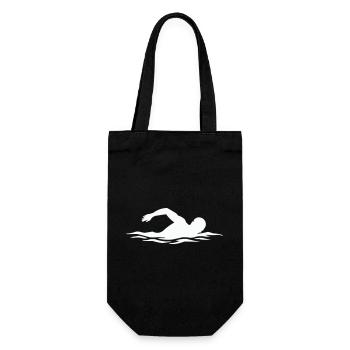 Schwimmer-Silhouette im Wasser - Geschenkbeutel für Flaschen - Schwarz - Vorne