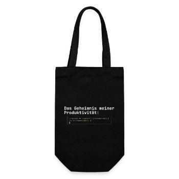 Programmierer Kaffee Geheimnis der Produktivität - Geschenkbeutel für Flaschen - Schwarz - Vorne