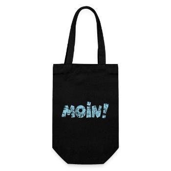 Moin! (Vintage Hell) Guten Morgen Gruß - Geschenkbeutel für Flaschen - Schwarz - Vorne