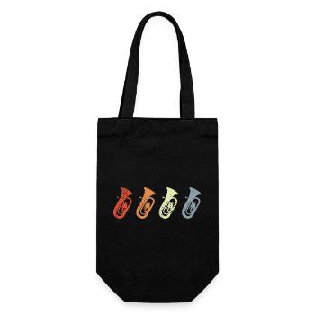 Vintage Tuba Sketch - Gift Bag for Bottles - black - Front