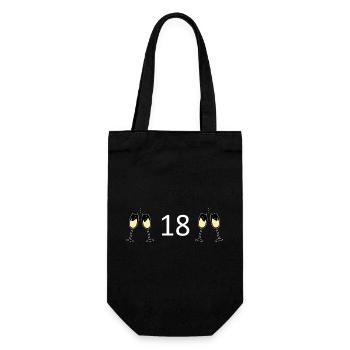 18.Geburtstag 18 Jahre Jubiläum 18 Zahl 18 weiß - Geschenkbeutel für Flaschen - Schwarz - Vorne
