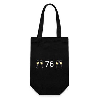 76.Geburtstag 76 Jahre Jubiläum 76 Zahl 76 weiß - Geschenkbeutel für Flaschen - Schwarz - Vorne