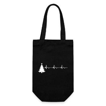 Christmas Tree ECG Heartbeat Christmas Ugly - Gift Bag for Bottles - black - Front