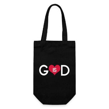 God Is Love Heart – Minimalistischer christlicher Geist - Geschenkbeutel für Flaschen - Schwarz - Vorne