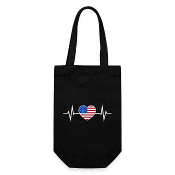 USA Heartbeat America Fan Drapeau américain - Sac à bouteille - noir - Devant