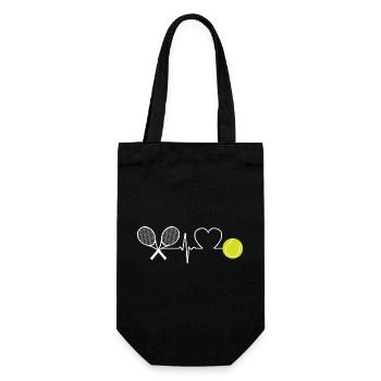 Tennis Herzschlag Tennisspieler - Geschenkbeutel für Flaschen - Schwarz - Vorne