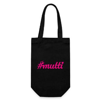 Mutti Muttertag Mami # Hashtag Herz coole Quotes - Geschenkbeutel für Flaschen - Schwarz - Vorne