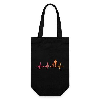 Vater und Sohn Sonnenuntergang Herzschlag Papa Sohn - Geschenkbeutel für Flaschen - Schwarz - Vorne