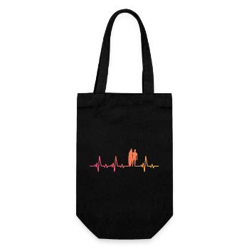 Surf Sunset Heartbeat Surfer Geschenk - Geschenkbeutel für Flaschen - Schwarz - Vorne