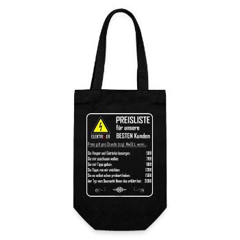 ElektriXer Preisliste (weiß) V2 - Geschenkbeutel für Flaschen - Schwarz - Vorne