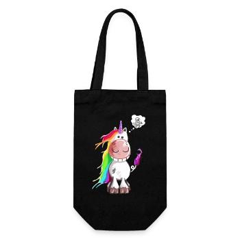 Einhorn grinst sich ein ab - Geschenkbeutel für Flaschen - Schwarz - Vorne