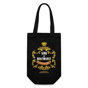 Grillen T Shirt King of Bratwurst - Geschenkbeutel für Flaschen - Schwarz - Vorne