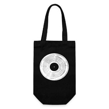 Schallplatten Silhouette - Geschenkbeutel für Flaschen - Schwarz - Vorne