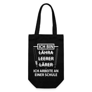 Lehrer Schule Uni Spruch Ich bin Lehrer - Geschenkbeutel für Flaschen - Schwarz - Vorne