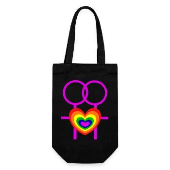 lesbisch Frauen weibliche Symbole CSD - Geschenkbeutel für Flaschen - Schwarz - Vorne