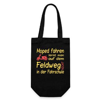 Feldweg Moped Spruch - Geschenkbeutel für Flaschen - Schwarz - Vorne