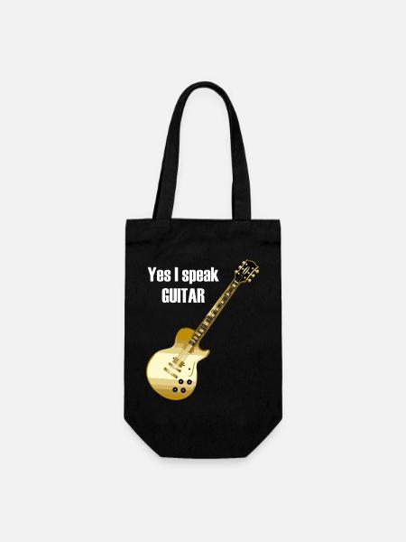 Yes I speak guitar saying 'Yes I speak - Gift Bag for Bottles - black