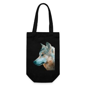 Wolfs Kopf Aquarellprint - Geschenkbeutel für Flaschen - Schwarz - Vorne
