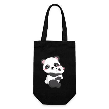 Mommy and I Cute Panda with Mom Gift - Gift Bag for Bottles - black - Front