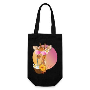 cool giraffe with sunglasses enjoys the summer - Gift Bag for Bottles - black - Front