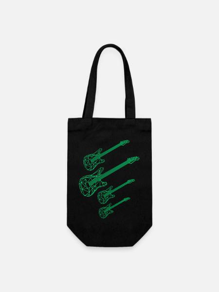 guitare polygone ligne vert clair quatre - Sac à bouteille - noir