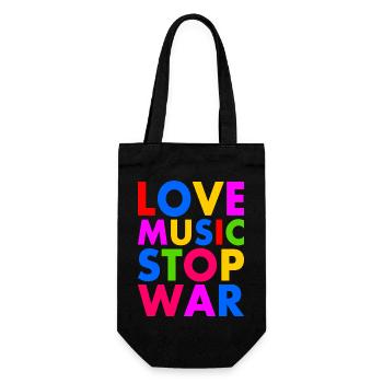 Love music stop war - Geschenkbeutel für Flaschen - Schwarz - Vorne