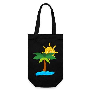 Palme - Geschenkbeutel für Flaschen - Schwarz - Vorne