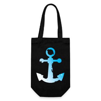 used look anchor symbol seafaring water sea graphic - Gift Bag for Bottles - black - Front