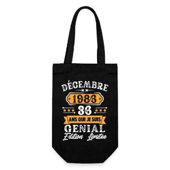 Cadeau D'anniversaire 36 Ans Décembre 1986 Rétro - Sac à bouteille - noir - Devant