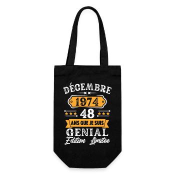 Cadeau D'anniversaire 48 Ans Décembre 1974 Rétro - Sac à bouteille - noir - Devant