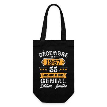 Cadeau D'anniversaire 55 Ans Décembre 1967 Rétro - Sac à bouteille - noir - Devant