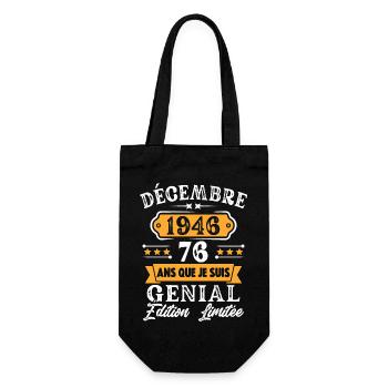Cadeau D'anniversaire 76 Ans Décembre 1946 Rétro - Sac à bouteille - noir - Devant