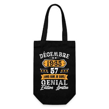 Cadeau D'anniversaire 57 Ans Décembre 1965 Rétro - Sac à bouteille - noir - Devant