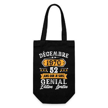 Cadeau D'anniversaire 52 Ans Décembre 1970 Rétro - Sac à bouteille - noir - Devant