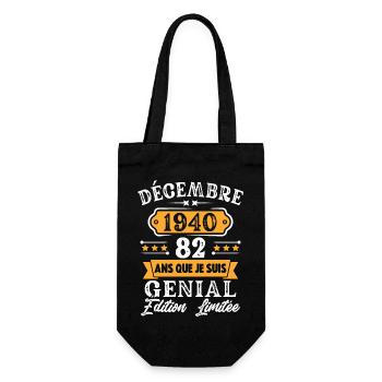 Cadeau D'anniversaire 82 Ans Décembre 1940 Rétro - Sac à bouteille - noir - Devant
