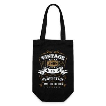 Vintage Geburtstagsgeschenk geboren 1989 Retro - Geschenkbeutel für Flaschen - Schwarz - Vorne