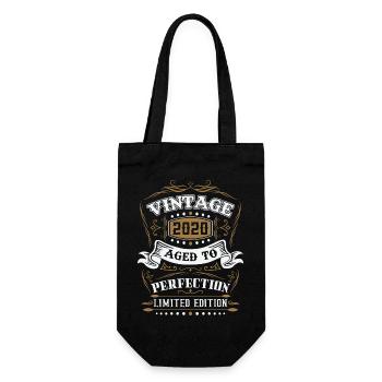 Vintage Geburtstagsgeschenk geboren im Jahr 2020 Retro - Geschenkbeutel für Flaschen - Schwarz - Vorne