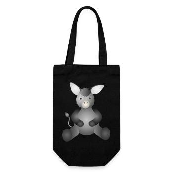 goldiger grauer Esel für Tierfreunde ein Must Have - Geschenkbeutel für Flaschen - Schwarz - Vorne