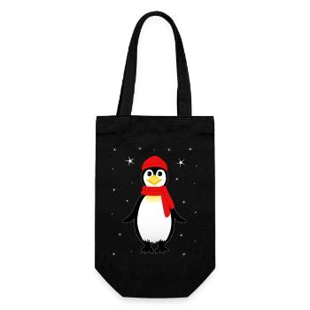 Pinguin Weihnachten Schnee Pinguine - Geschenkbeutel für Flaschen - Schwarz - Vorne