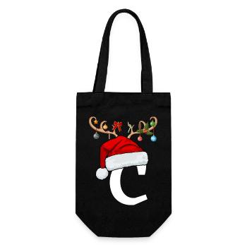 Lettre C bonnet de Noël - Sac à bouteille - noir - Devant