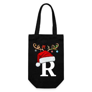 Lettre R bonnet de Noël - Sac à bouteille - noir - Devant