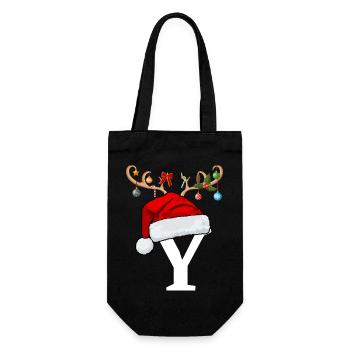 Letter Y Christmas hat - Gift Bag for Bottles - black - Front