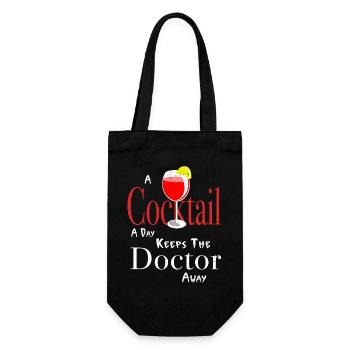 A Cocktail a day keeps the doctor away - Geschenkbeutel für Flaschen - Schwarz - Vorne